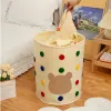 Korean-style large-capacity baby laundry basket with polka dot bear felt is an essential storage tool for household and dormitory sundries details Picture